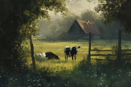 cows on the farm, milk industry.の素材