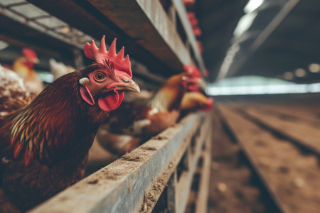chicken farm industry, snapshot asthetic. High quality photoの素材