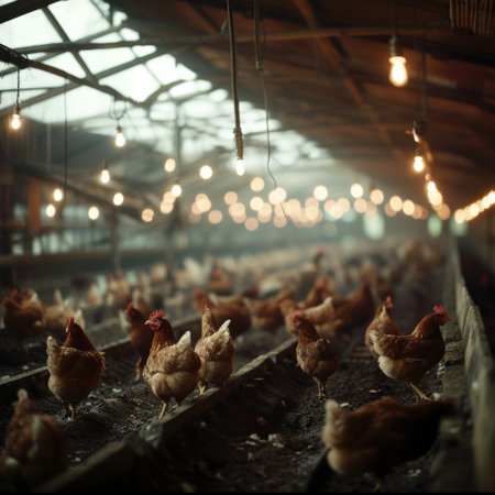 chicken farm industry, snapshot asthetic. High quality photoの素材