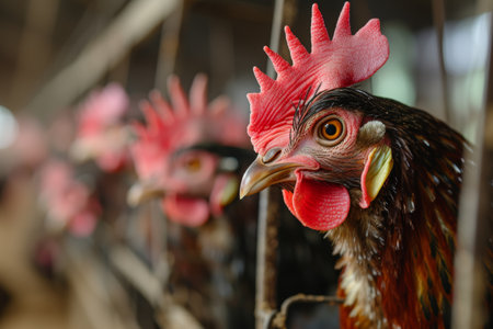 chicken farm industry, snapshot asthetic. High quality photoの素材