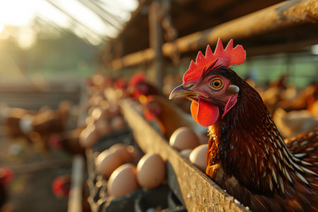 chicken farm industry, snapshot asthetic. High quality photoの素材