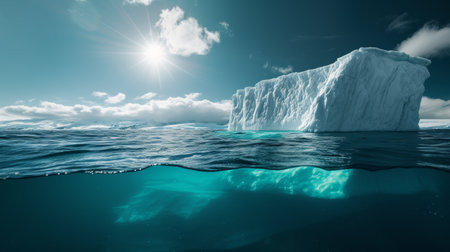 landscape with iceberg in water,global warming concept.の素材