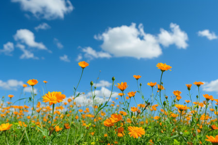 flowers of orange calendula, medicine herb.の素材