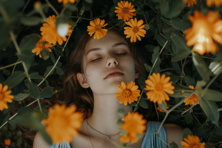 flowers of orange calendula, medicine herb.の素材