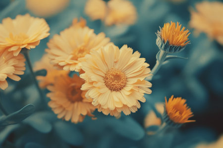flowers of orange calendula, medicine herb.の素材