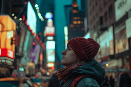 tourist in busy town new yorkの素材