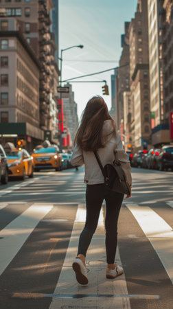 tourist in busy town new yorkの素材