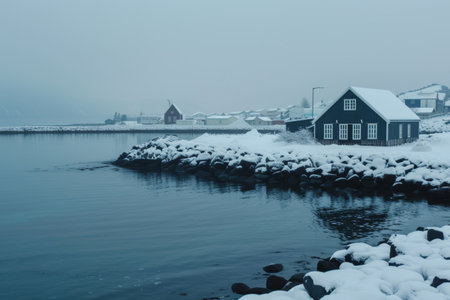 beautiful iceland in style of minimalism.の素材