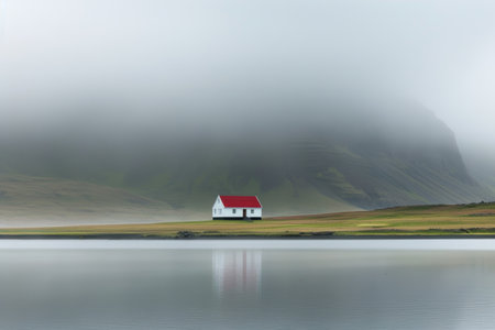 beautiful iceland in style of minimalism.の素材