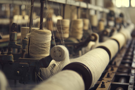 textile factory working process copy space.の素材