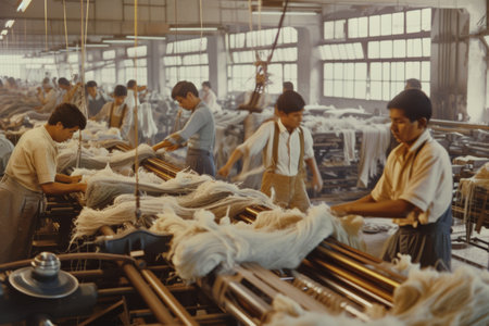 textile factory working process copy space.の素材