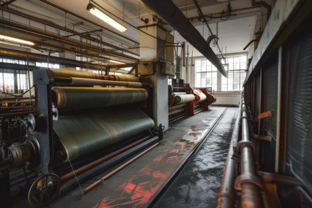 textile factory working process copy space.の素材