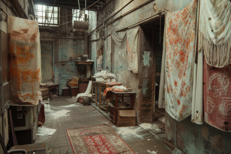 textile factory working process copy space.の素材