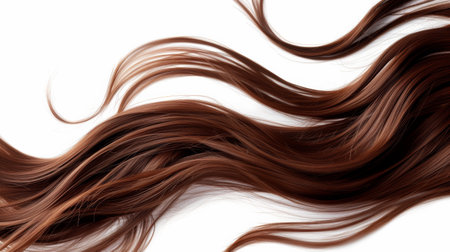 curl of beautiful long hair on white background.の素材