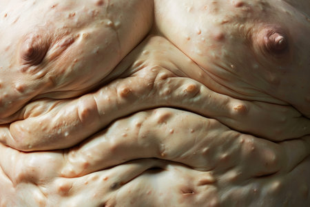 fat belly close up, gluttony concept.の素材