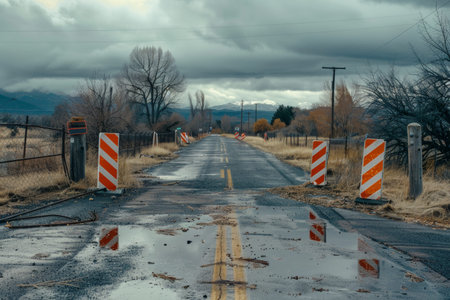 road closed,caution for drivers.の素材