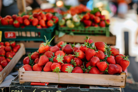 lots of red juicy fresh strawberry.の素材