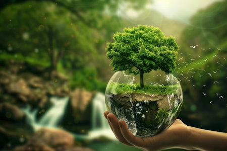 green earth planet,enviromental protection concept.の素材