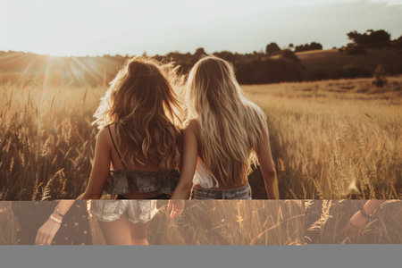 teenagers friendship concept, snapshot aesthetic. High quality photoの素材