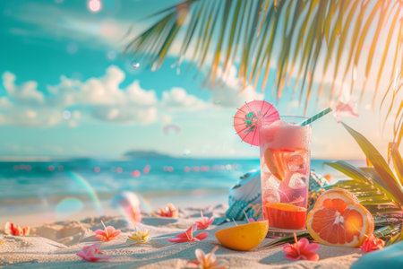 sunny summer beach season concept.の素材