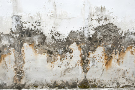 black mold on the white wall in bath.の素材