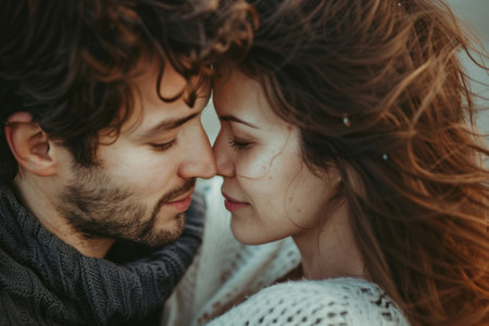 portrait of couple in love close up.の素材