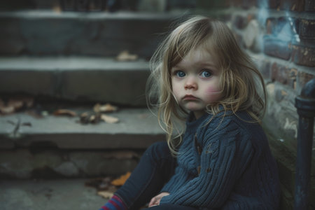 portrait of sad abandoned lonely child.の素材