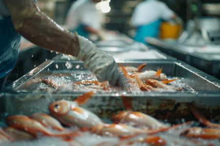 fish industry concept ,seafood for markets and restaurants.の素材