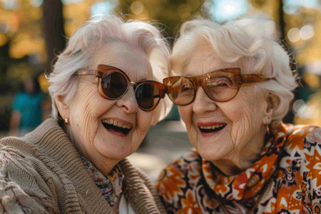 2 aged woman friends pension concept.の素材