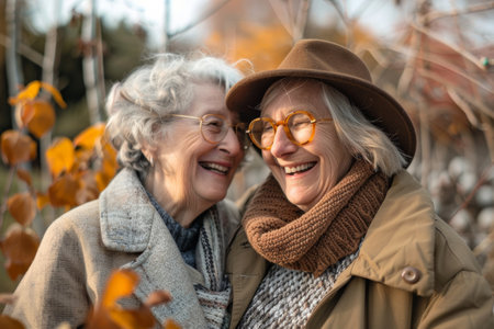 2 aged woman friends pension concept.の素材