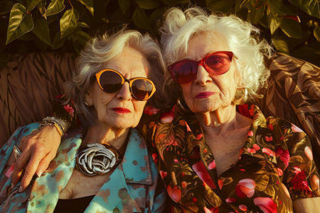 2 aged woman friends pension concept.の素材