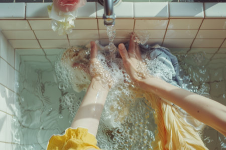 washing up of clothes concept,aesthetic view.の素材
