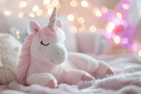 cute unicorn pink and white colours.の素材