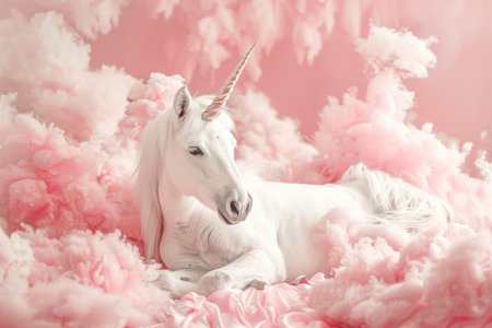 cute unicorn pink and white colours.の素材