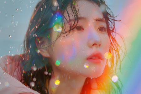 multicolored rainbow,happiness and joy concept.の素材