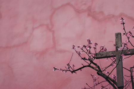 christ, ribbon concept minimalistic style.の素材