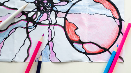 Neurographic art therapy draws intricate patterns, enhancing mindfulness and creativityの写真素材