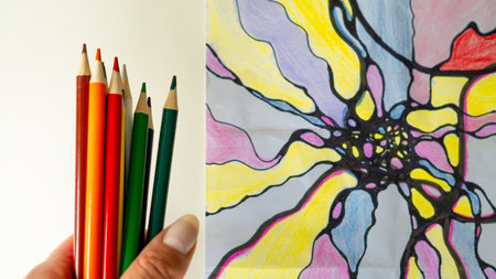 Neurographic art therapy draws intricate patterns, enhancing mindfulness and creativityの写真素材