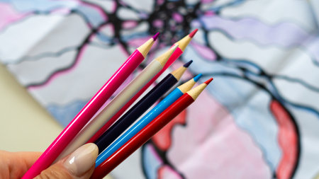 Neurographic art therapy draws intricate patterns, enhancing mindfulness and creativityの写真素材