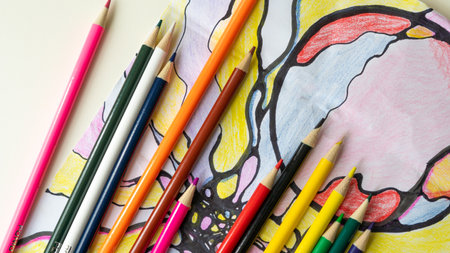 Neurographic art therapy draws intricate patterns, enhancing mindfulness and creativityの写真素材