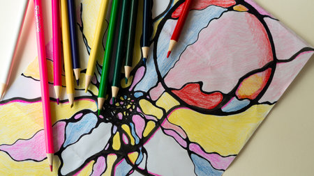 Neurographic art therapy draws intricate patterns, enhancing mindfulness and creativityの写真素材