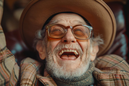 A super successful, happy pensioner enjoys life with joy and fulfillment, embracing every momentの素材