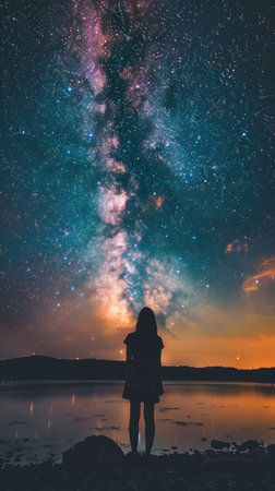 A mesmerizing galaxy background filled with countless stars, creating a breathtaking cosmic view. High quality photoの素材