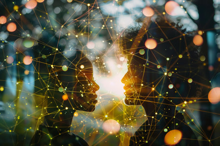 Connecting people worldwide, networking bridges gaps, fosters collaboration, and facilitates growthの素材