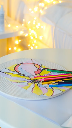 colorful pencils for neurographic drawing on a white background, used in psychological art therapy..の写真素材