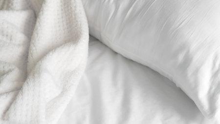 close up of white bedsheet background ,good hotel service. High quality photoの写真素材