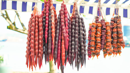 Traditional Georgian churchkhela, sweet and nutty, perfect for snackingの写真素材