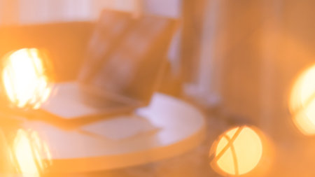 golden blurred bokeh background, festive backdrop.の写真素材