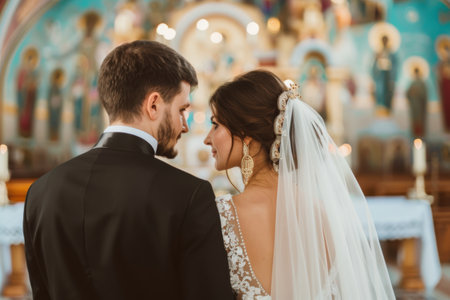 Orthodox Christian marriage ceremony, sacred vows and traditions, rich in spiritual meaningの素材