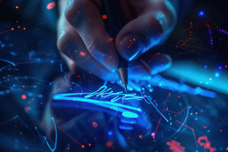 Secure digital signature ensures document authenticity, trust, and legal validity onlineの素材